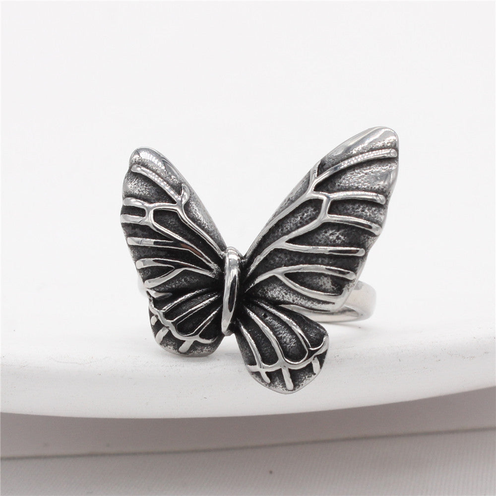 Retro Butterfly Titanium Steel Ring for Men