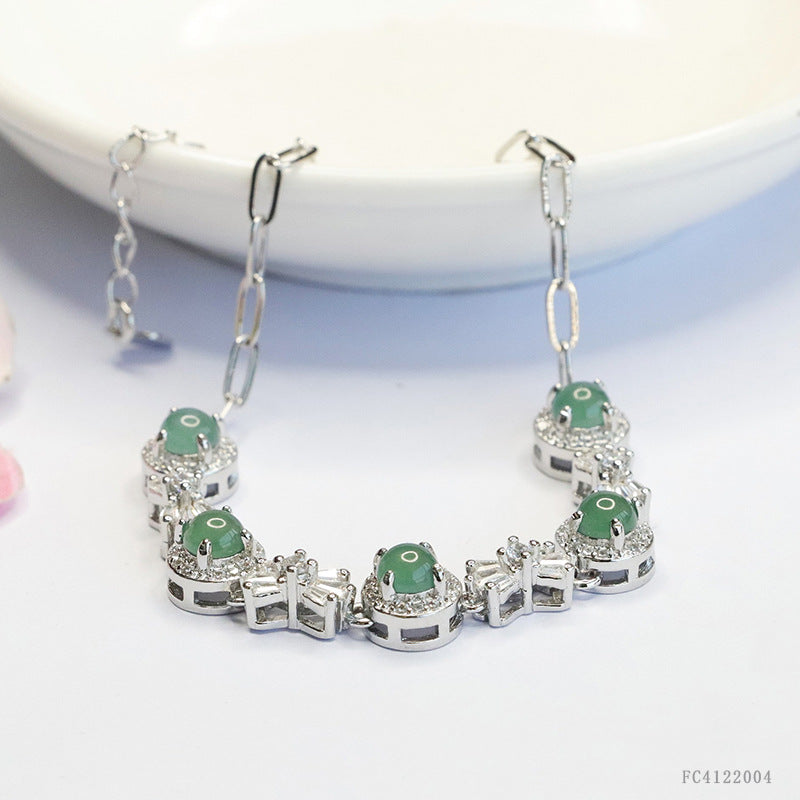 Blue Water Jadeite Bow Bracelet