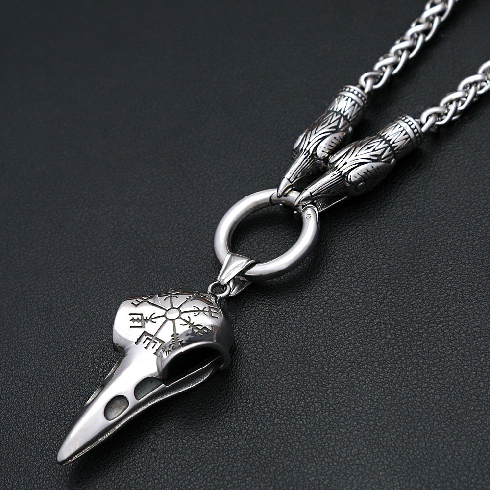 Punk Skull Compass Stainless Steel Pendant Necklace