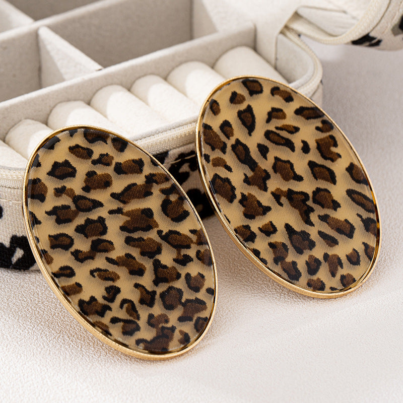 Planderful Vienna Verve Earrings – Trendy Metal Geometric Leopard Print Design