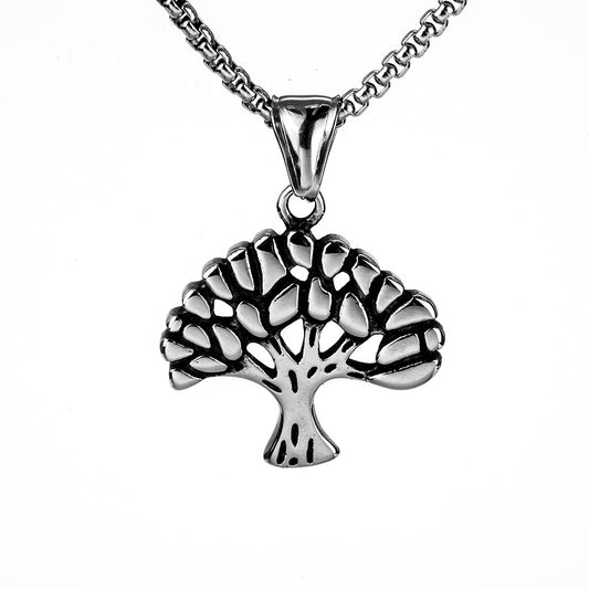 Retro Stainless Steel Pendant Necklace Tree of Life for Men