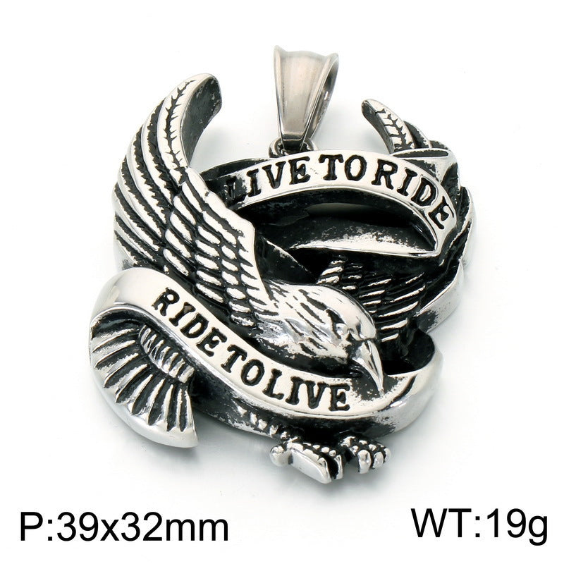 Punk Style Bird Of Prey Eagle Pendant Retro Smeared Eagle Wing Owl Necklace