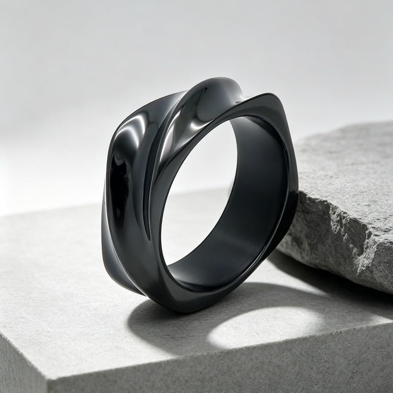 Spiral Twisted Texture Ring, And Twist Ring, Stainless Steel Men's Ring