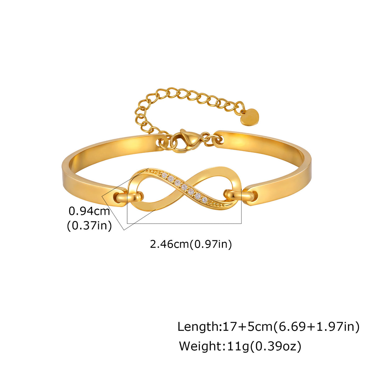 Heart Zircon Copper Bracelet