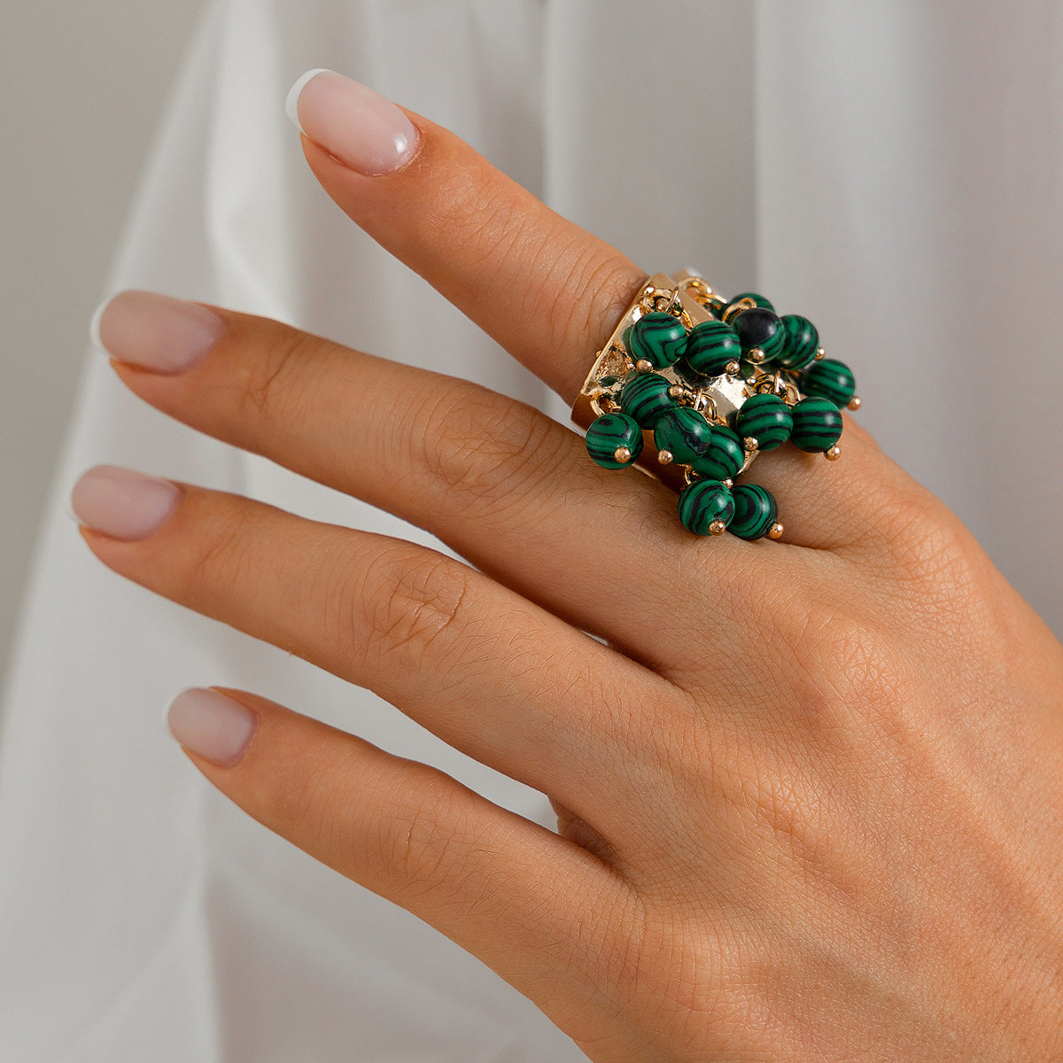 Planderful Boho Pearl Fringe Ring For Women Turquoise Accent Statement Jewelry Vienna Verve