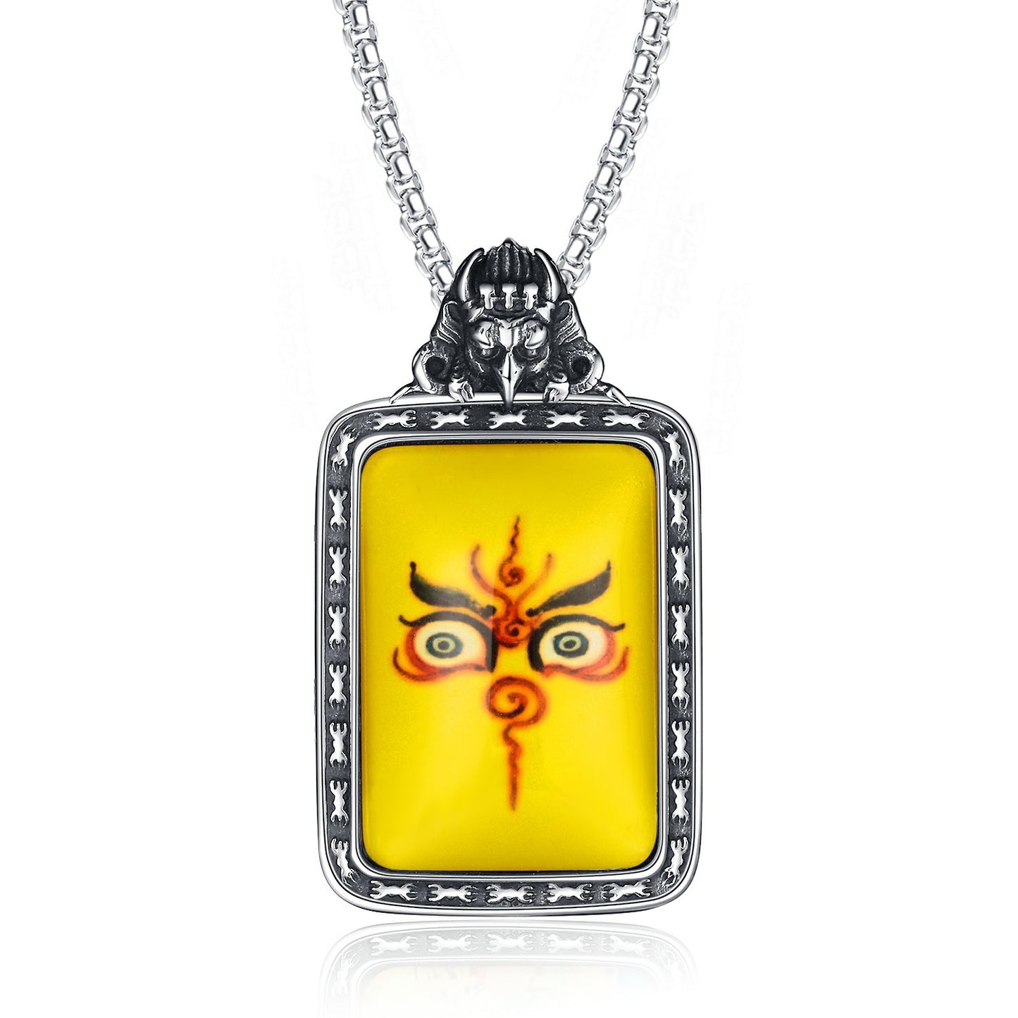 Steel Necklace - Statement Buddha Eye Thangka