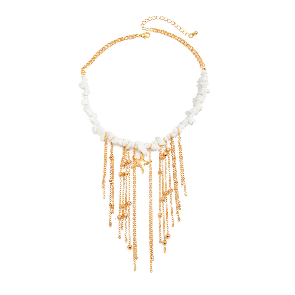 Star & Irregular Bead Fringe Necklace