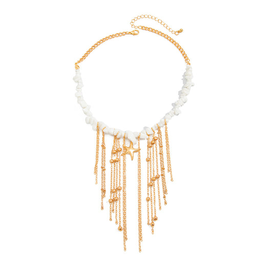 Star & Irregular Bead Fringe Necklace