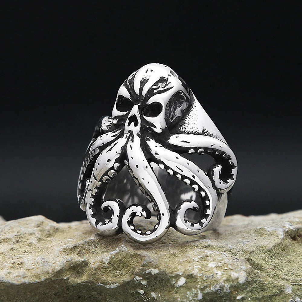 Vintage Octopus Stainless Steel Men's Ring