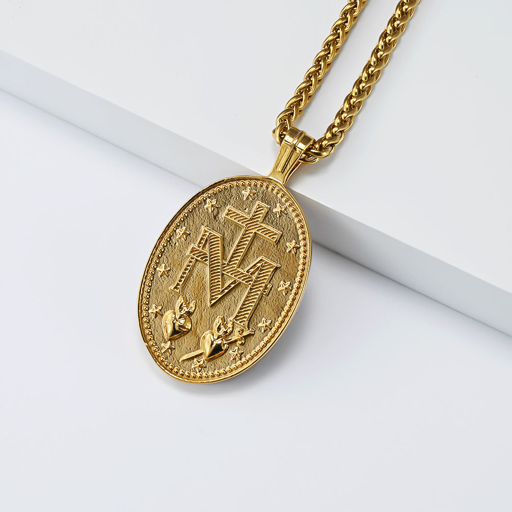 Virgin Mary Necklace for Men and Women by Planderful Unisex Stainless Steel Pendant Timeless Style