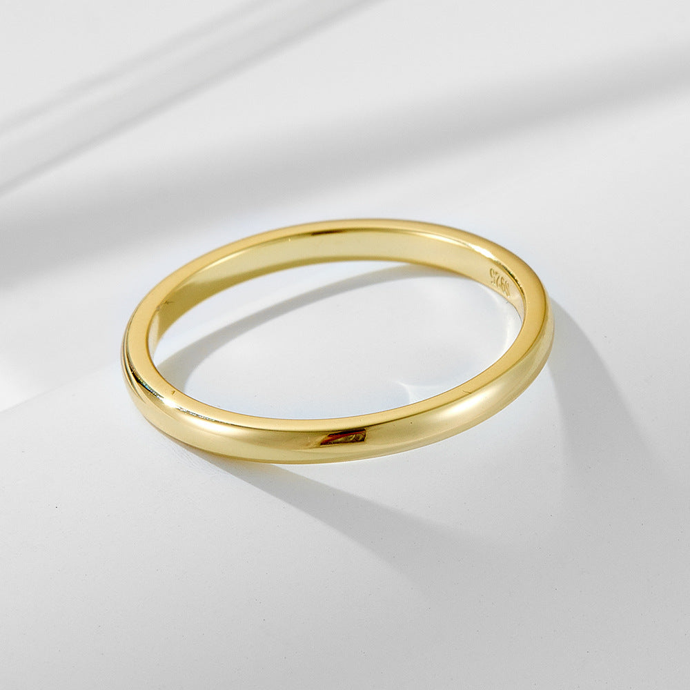 925 Sterling Silver Plain Ring with Zircon Three-Piece Set