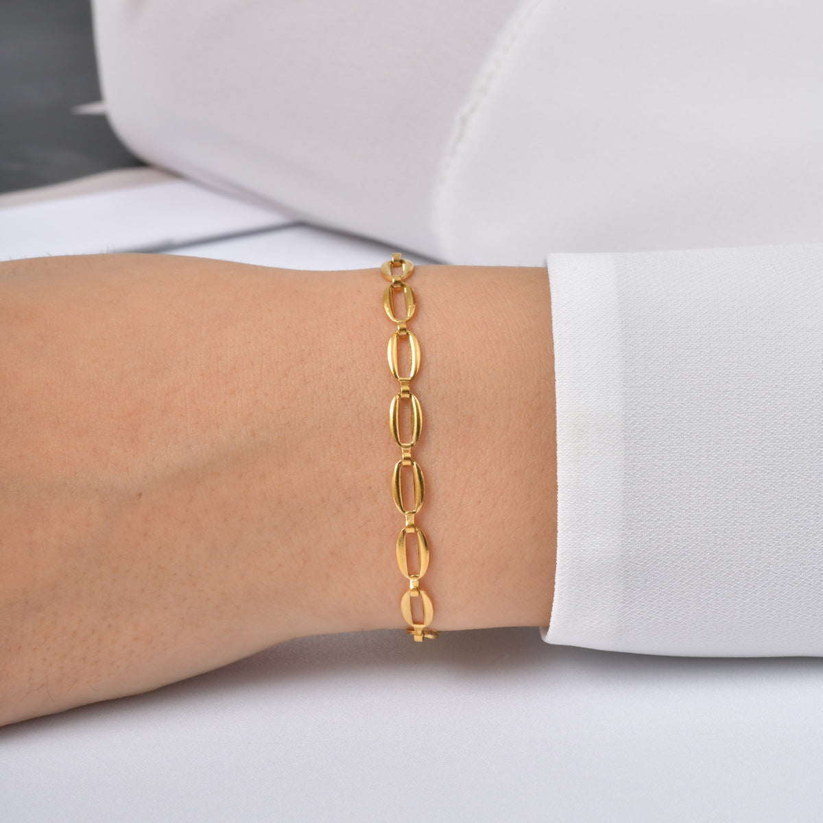 Stainless Steel Minimalist Style Design Sense Strap Chain Necklace Bracelet Dating Must