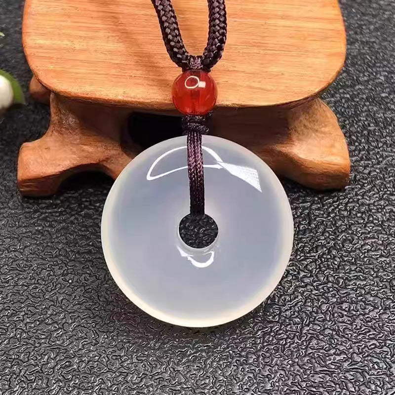 White Chalcedony Peace Buckle Pendant