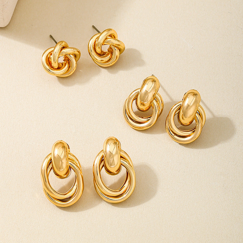 Planderful Vienna Verve Earrings Set – Stylish Retro Geometric Design