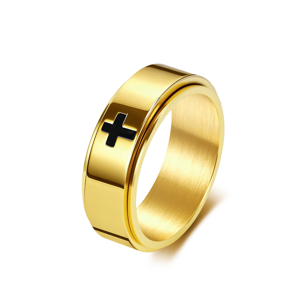 Steel Ring - Elegant Cross Rotating Ring for Couples, Anxiety Relief, Fade-Resistant