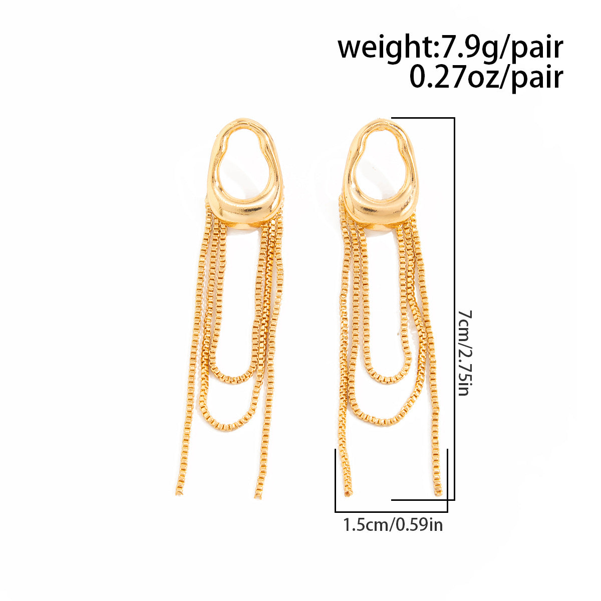 Planderful Vienna Verve Fringed Chain Earrings Irregular Pleated Geometric Statement Jewelry For Fashion Forward Women