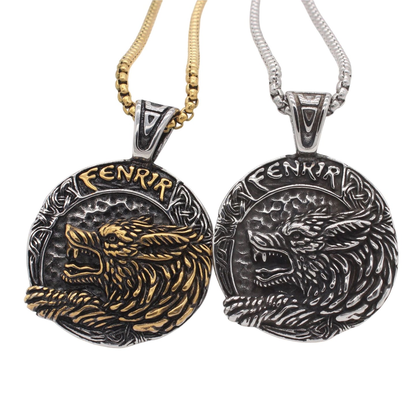 Planderful Norse Legacy – Retro Viking Wolf Men's Titanium Steel Pendant Necklace for Men