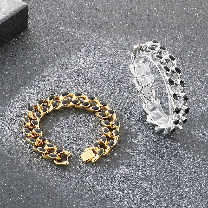 Polished Bracelet – Hip-Hop Nightclub Design Drip Cuban Chain Buckle Stainless Steel