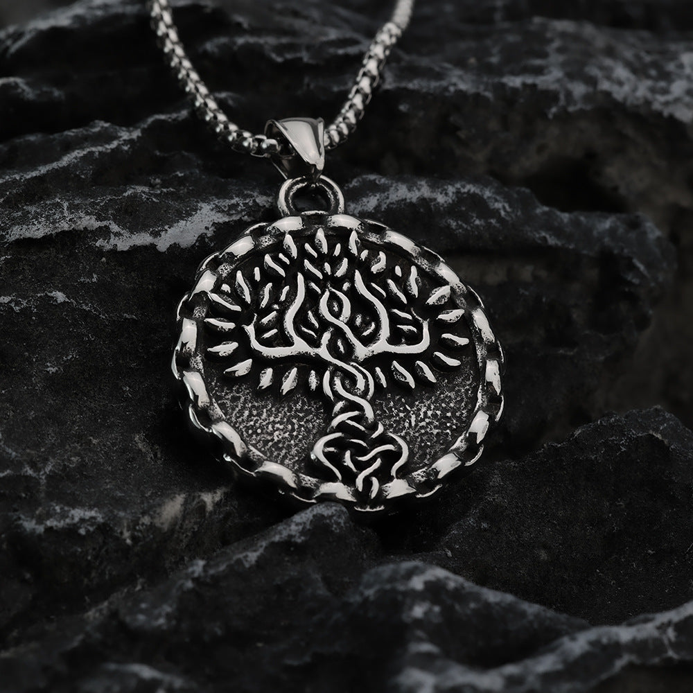 Nordic Retro Stainless Steel Men's Viking Tree Necklace