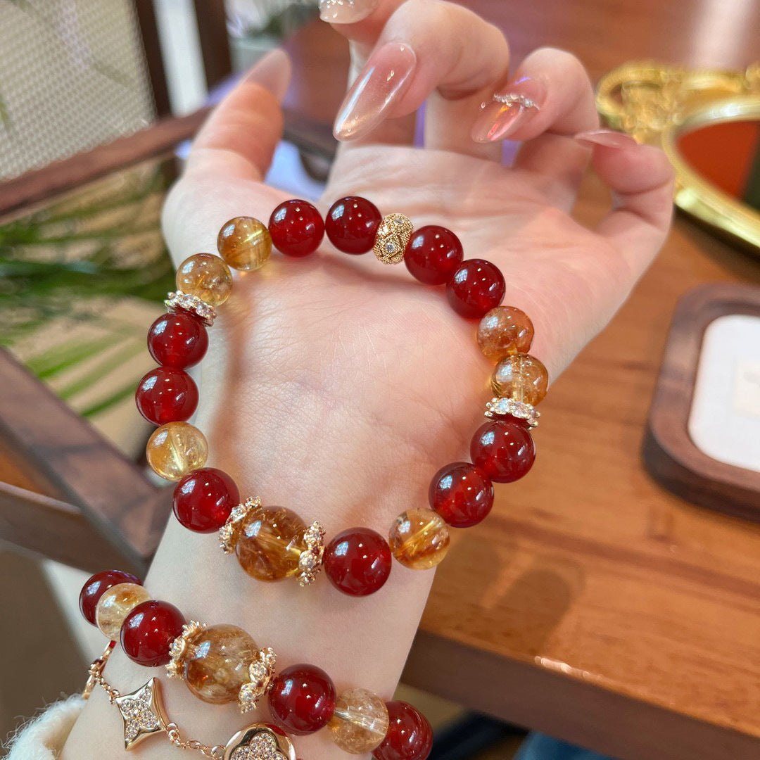 Agate Citrine Crystal Floral Bracelet