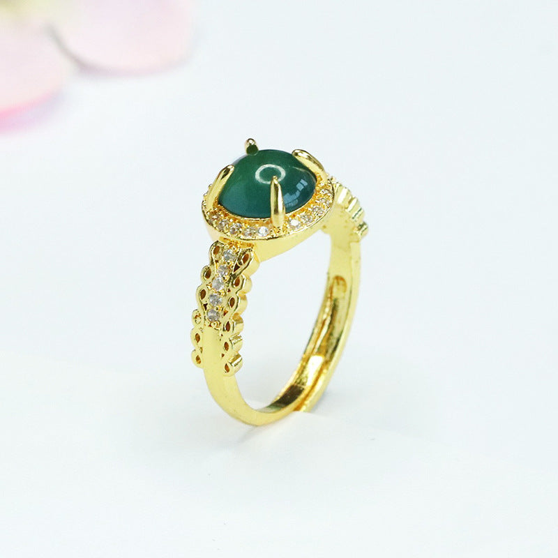Blue-Water Jadeite Woven Ring