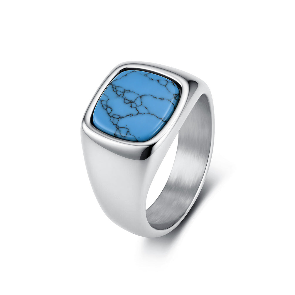 Seal Gemstone Stainless Steel Ring