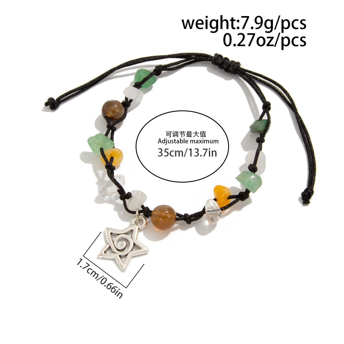 Planderful Vienna Verve Beaded Pendant Bracelet For Women Adjustable Pull Rope Statement Star Sun Charm
