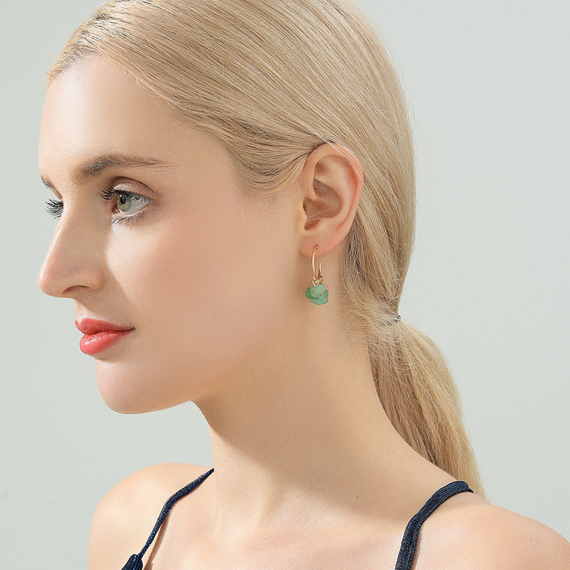 Enamel Gravel Earrings with C-Shaped Stones - Vienna Verve Collection by Planderful