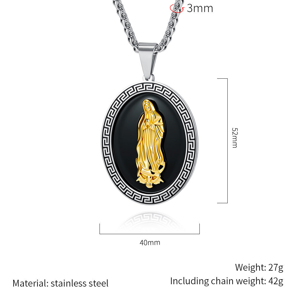 Planderful Virgin Necklace Unisex 18K Gold Plated Pendant For Men Streetwear Style With Niche Literary Retro Charm