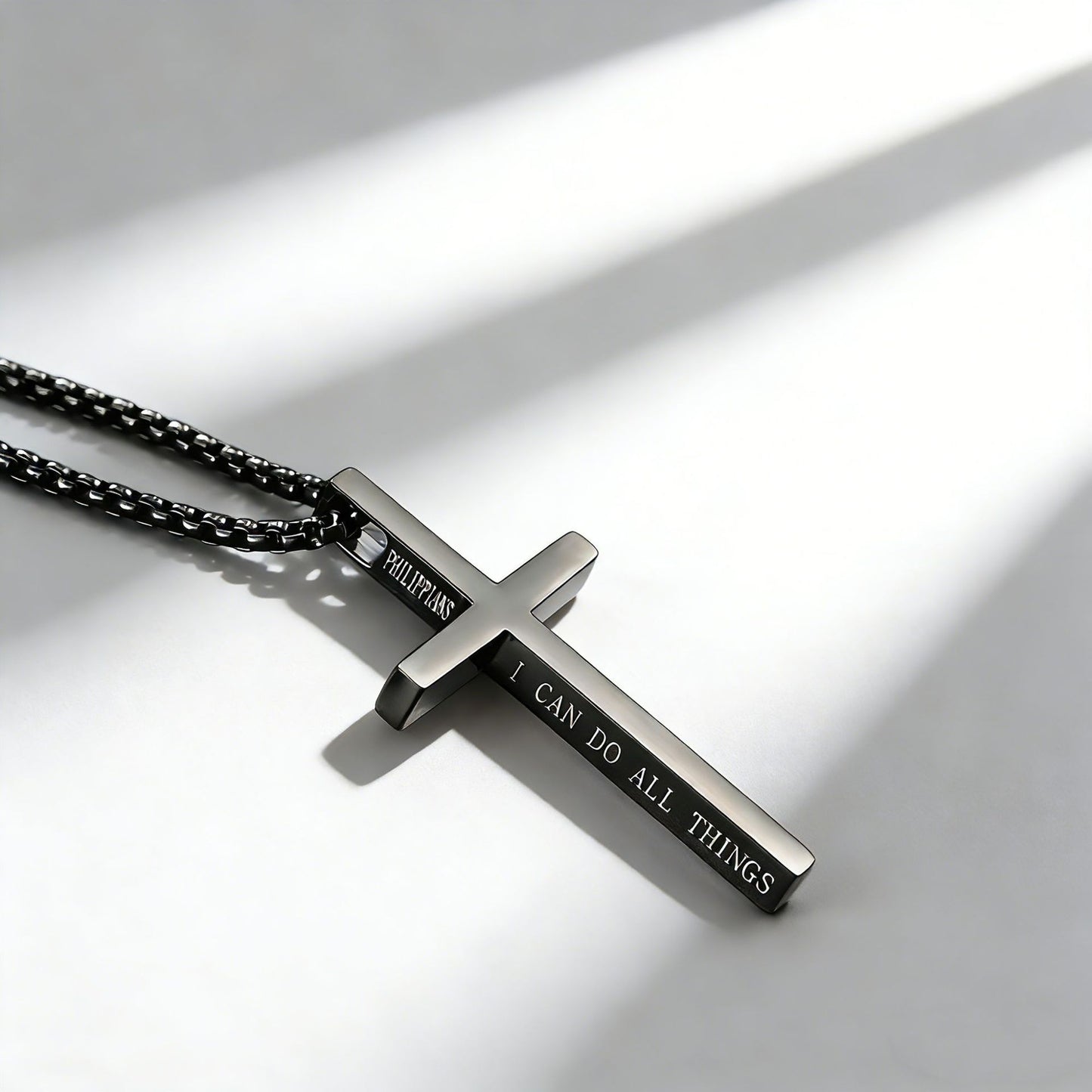 Steel Necklace - Minimalist Unisex Cross Pendant