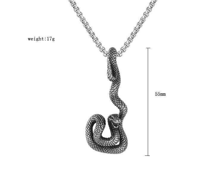 Planderful Snake Pendant Titanium Steel Unisex Retro European American Style Protection Statement For Men