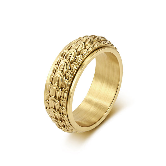 Dragon Scale Spinner Vintage Stainless Steel Ring for Men