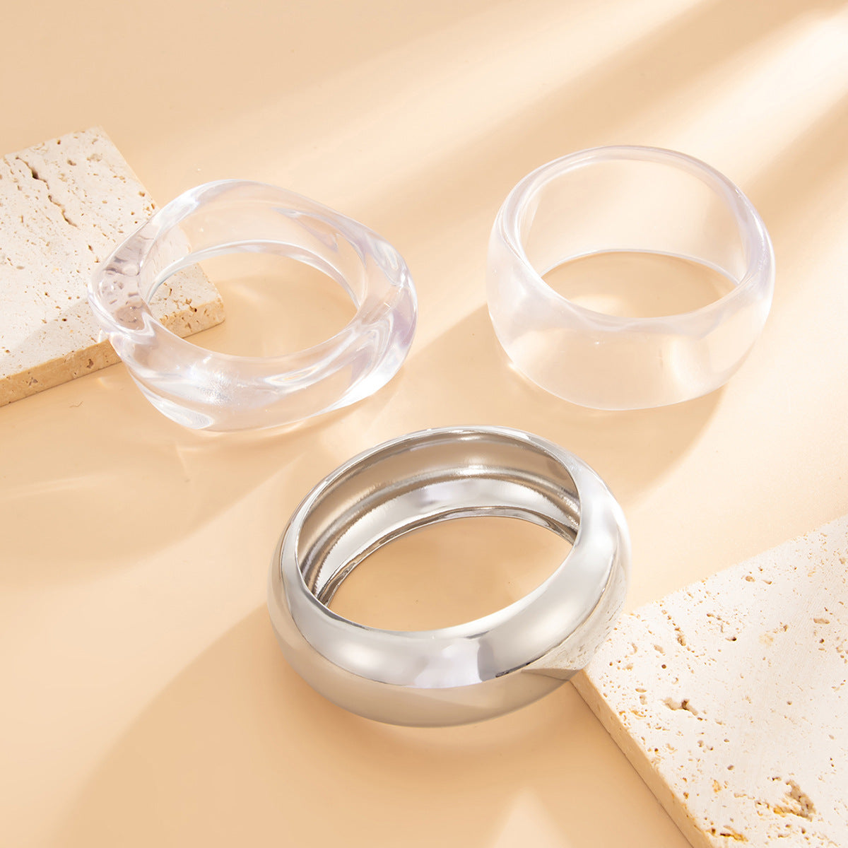 Transparent Irregular Section Bracelet Glossy Stacked Bracelet