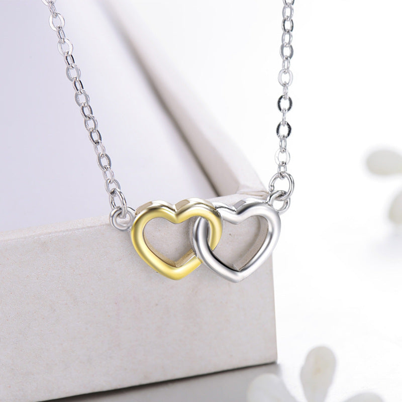 S925 Sterling Silver Hollow Heart Cross Necklace - Korean Fashion Pendant for Women