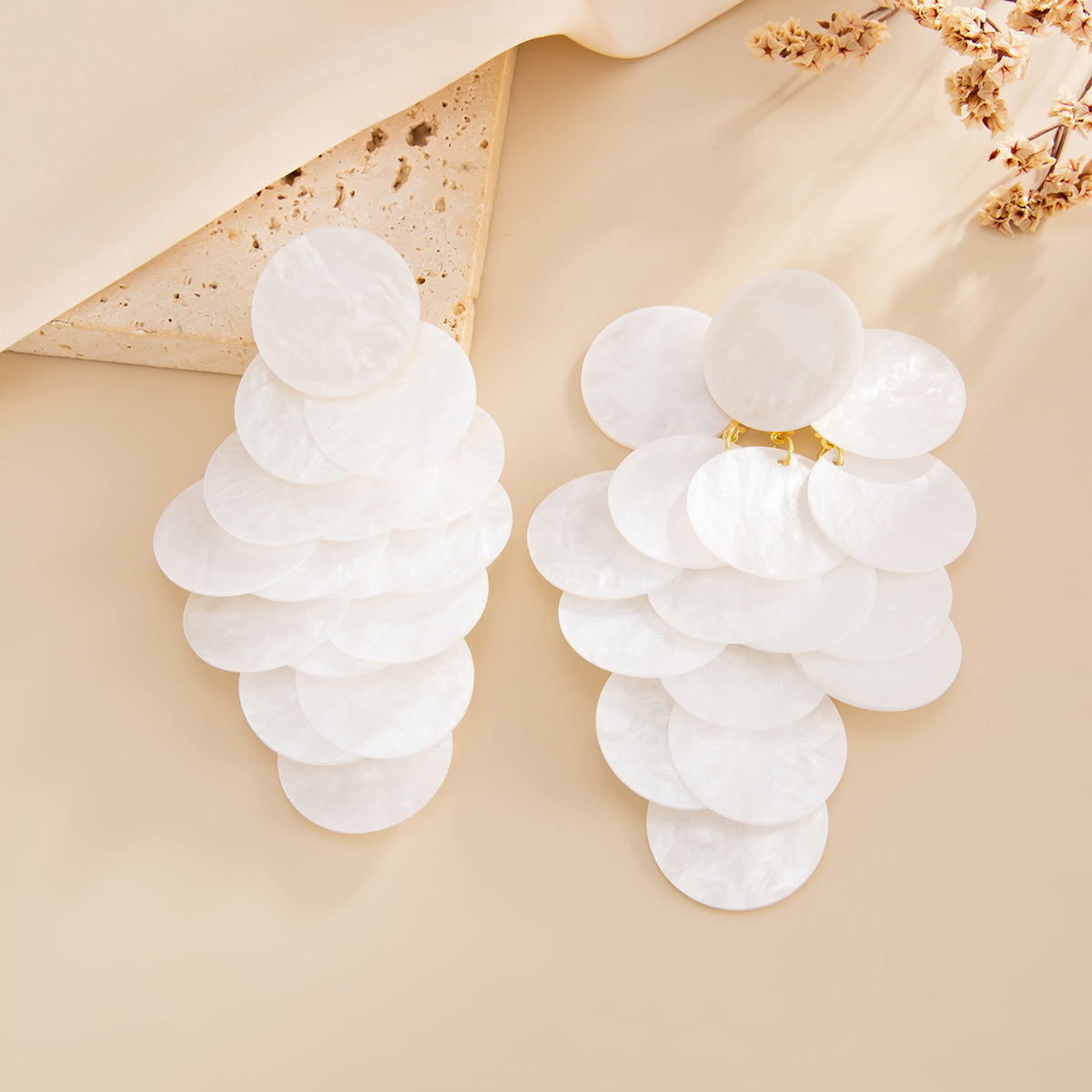 Planderful Vienna Verve Acrylic Disc Earrings For Women Fringed Statement Jewelry