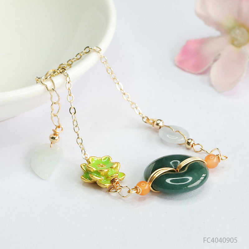 Blue Water Jadeite Peace Buckle 16 mm Bracelet