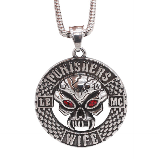 Planderful Jewelry Vintage Skull Pendant For Men Zircon Red Eye Titanium Steel Accessory