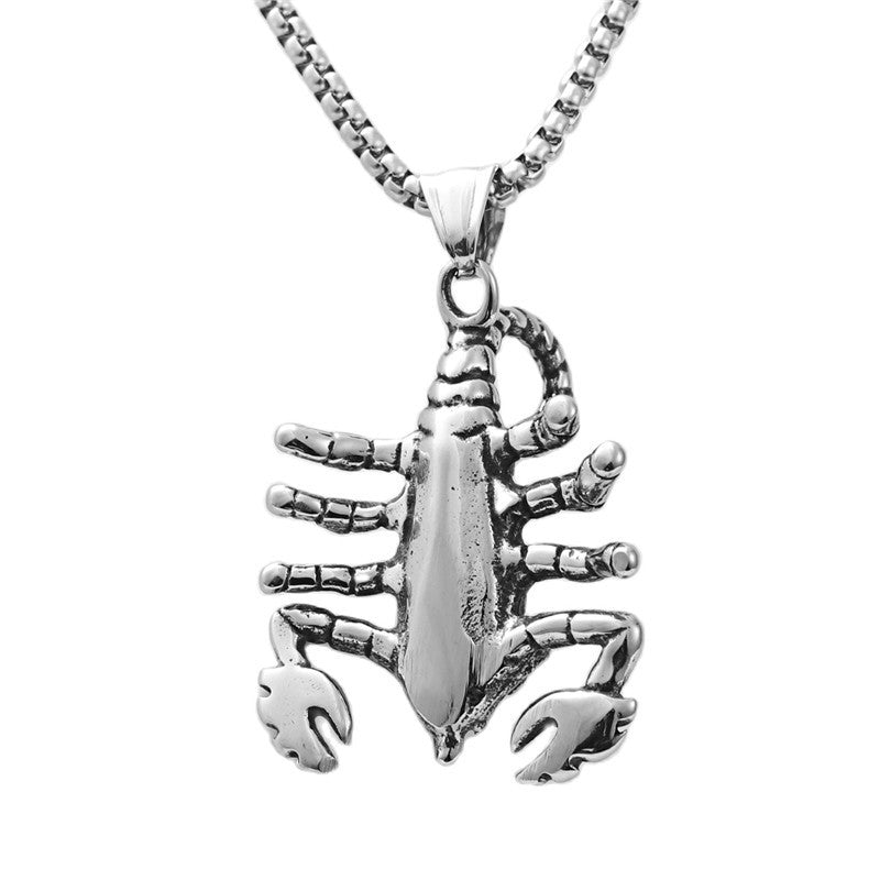 Titanium Steel Scorpion Pendant Necklace for Men - Retro Punk Style by Planderful