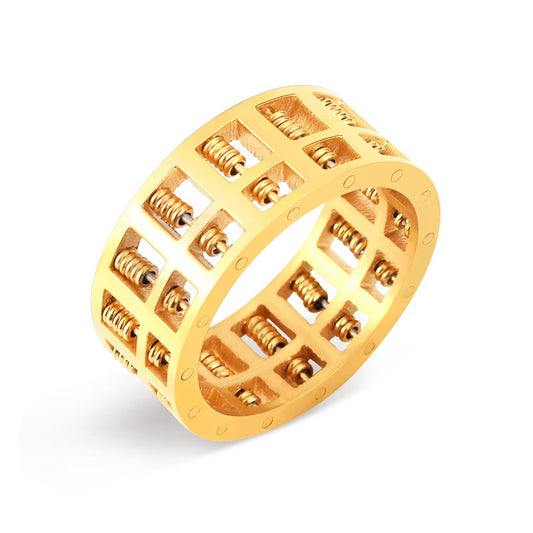 Planderful Collection Everyday Genie Stainless Steel Abacus Ring Beaded Edgy Hip Hop Punk Couples