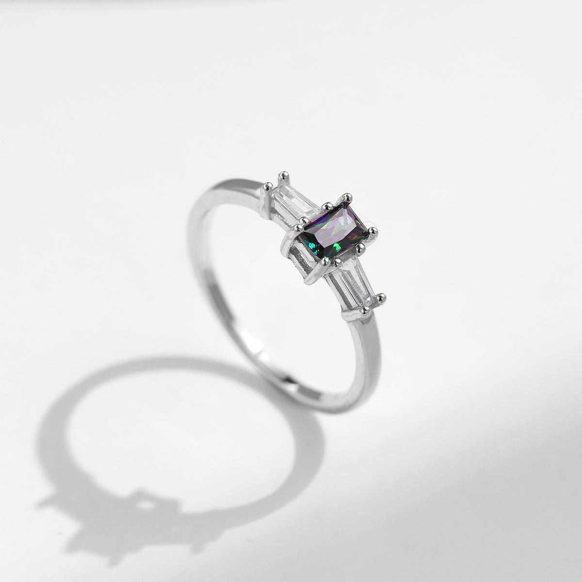 925 Sterling Silver Colorful Zircon Crystal Ring