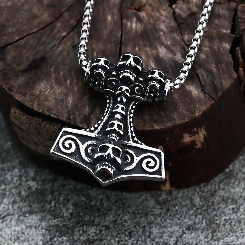 Planderful Shop Skull Pendant Stainless Steel Retro Norse Legacy For Men Personalize Halloween Accessory