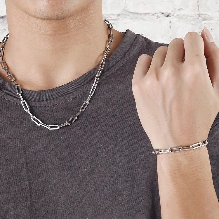 Planderful Jewelry Titanium Steel Chain Necklace For Men And Women Hip Hop Style