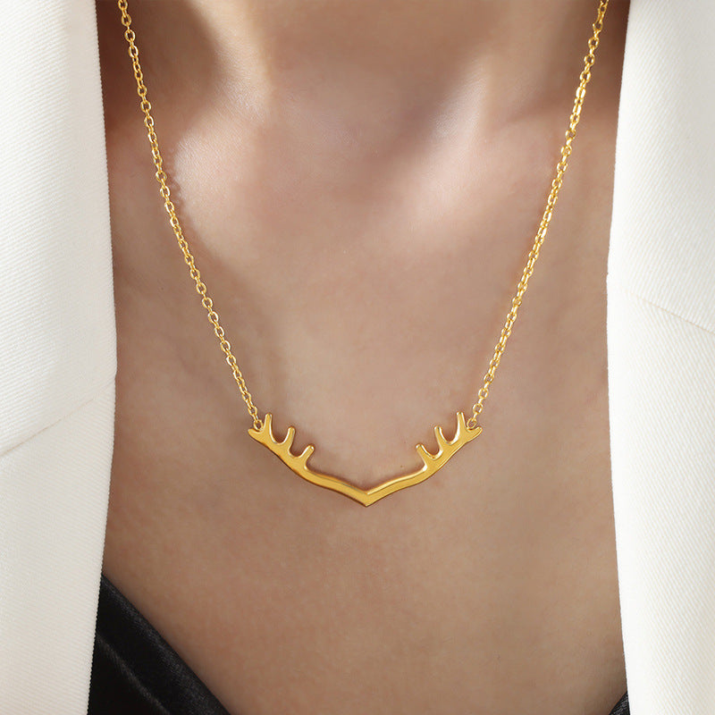 Elegant Titanium Steel Deer Necklace - A Stylish Statement Piece for Women