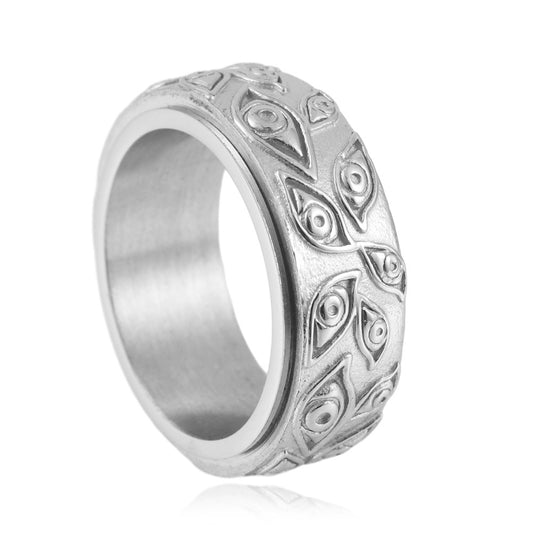 Men's Personality Retro Multi-Color Rotating Titanium Steel Ring - European and American Style