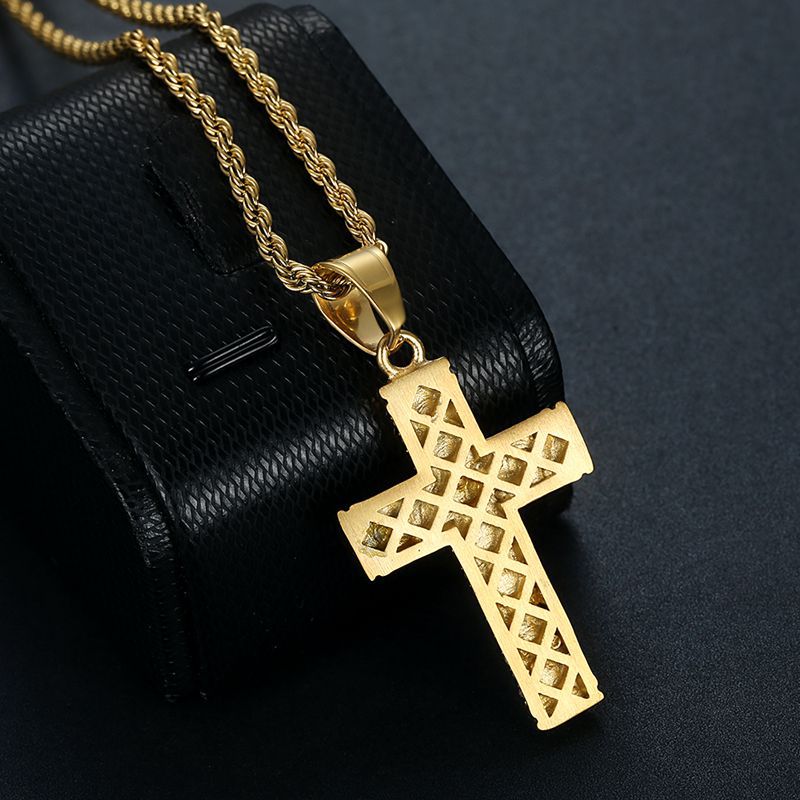 Planderful Everyday Genie Gold Plated Rhinestone Cross Necklace For Hip Hop Jewelry Fans Urban Style