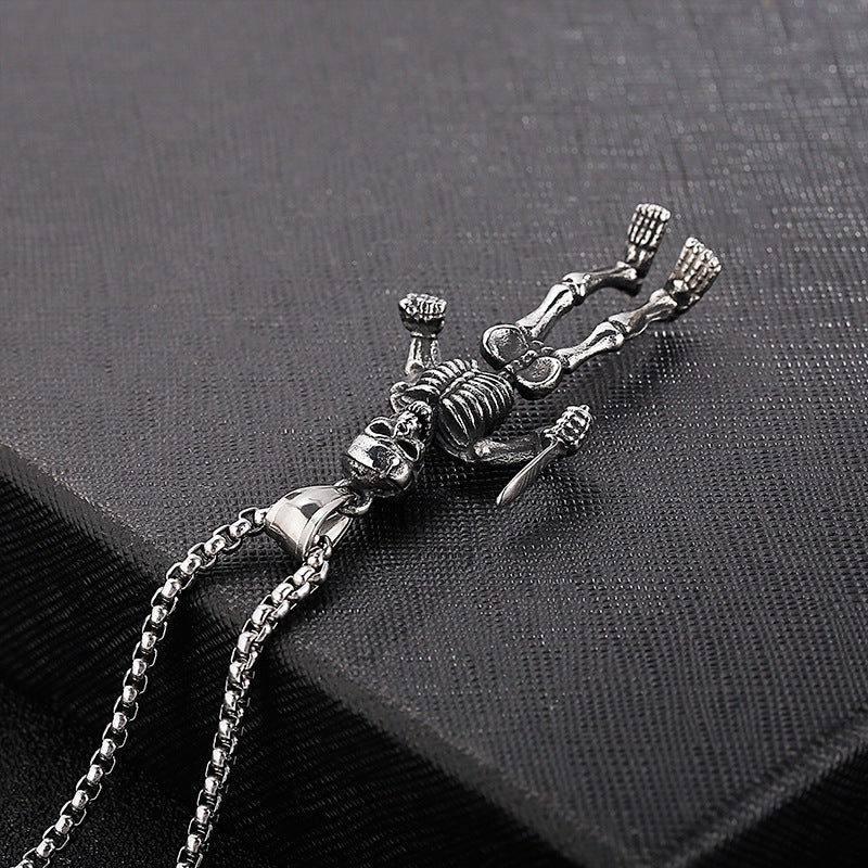 Skull Sword Pendant with Titanium Steel Chain for Men's Retro Style