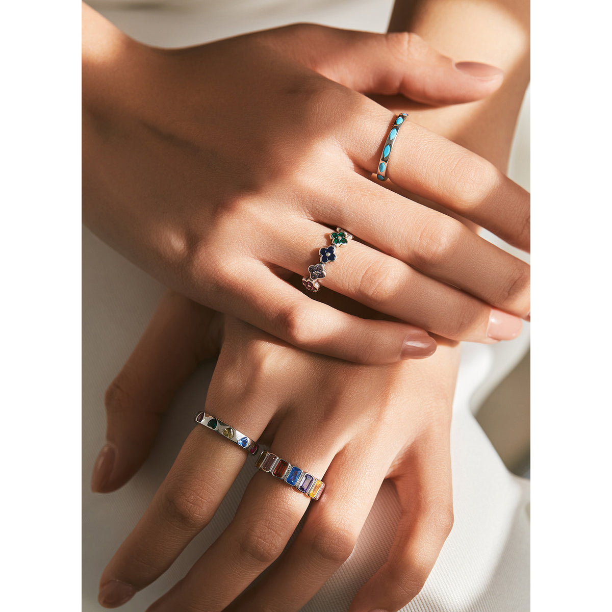 925 Sterling Silver Clover Heart Turquoise Ring