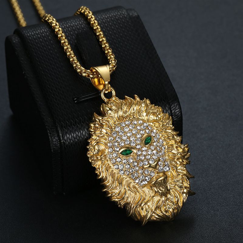 Rhinestone Necklace – Statement Lion Head Pendant For Hip Hop Streetwear And Everyday Glam