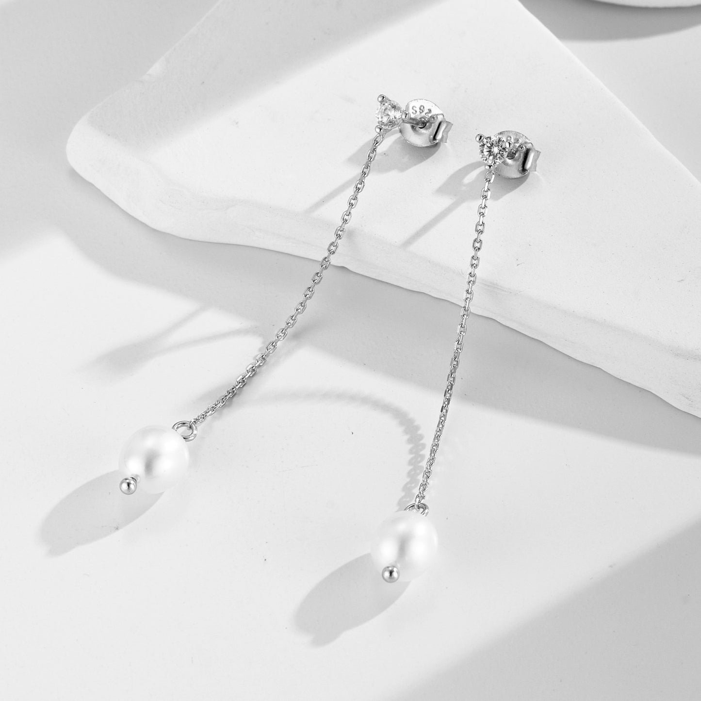 S925 Sterling Silver Stud Earrings, Natural Freshwater Pearl Earrings, And Versatile Long Fringed