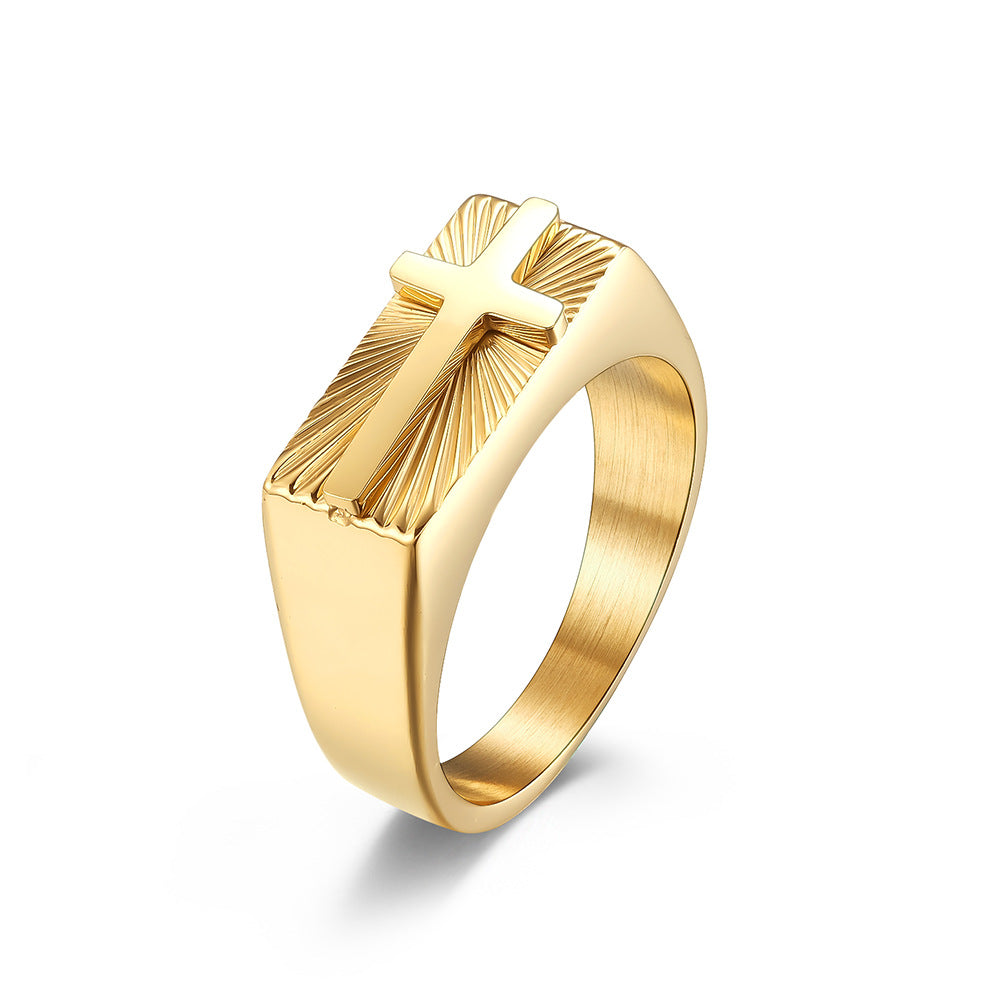 Steel Ring – Statement Cross Ring For Men